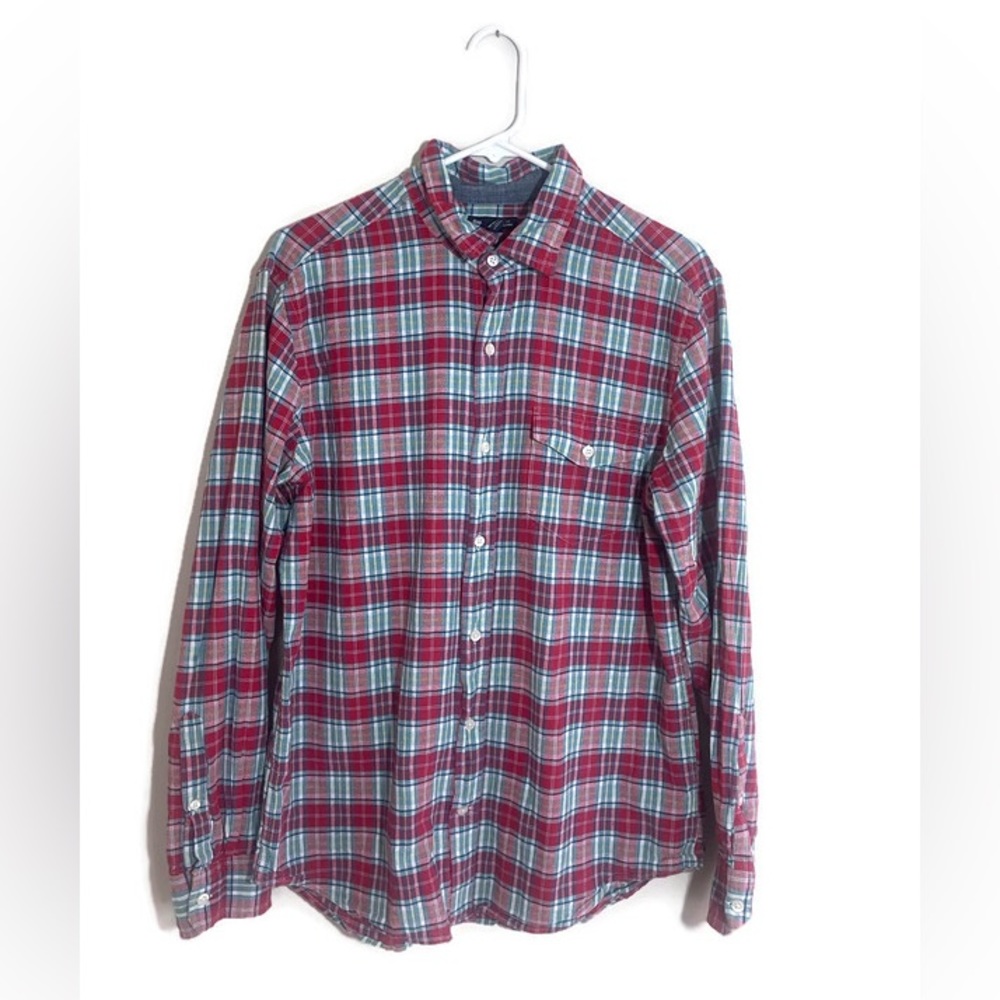 Gap Shirt Men’s Size Large Red Blue Green Plaid Shirt Button Down